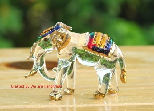 Handmade Elephant Art Glass Blown Wild Animal Figurine - No.1 #TOP1