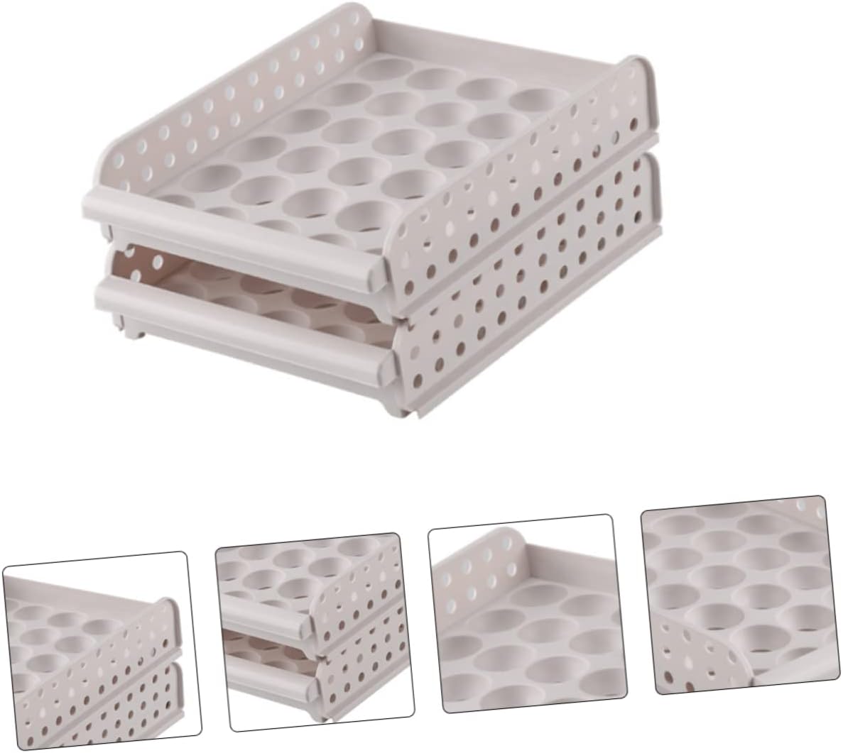 Egg Keeper for Refrigerator Egg Organizer Double Storage Box Freshness Keeper Strong Plastic Holder