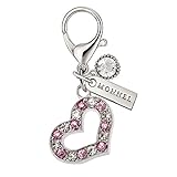 MC59 Crystal Love Heart Lobster Clasp Charm Pendant with Pouch Bag (Pink ,1 piece)