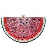 Usuisy Watermelon Slice Crystal Clutch Bag Women Fruits Evening Handbags Bridal Party Rhinestone Purse Wedding Bag,Mini,Watermelon
