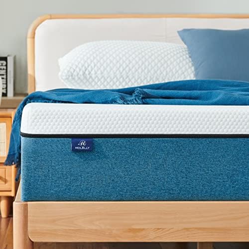 Molblly Double Mattress Memory Foam Mattresses with Fire Resistant, Medium Frim Mattress in a Box,Back Pain Relief and Soft Knitting Fabric Mattress(135x190x20CM)