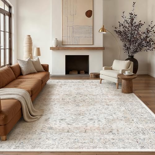 PureCozy 8x10 Washable Vintage Area Rug for Living Room Bedroom B...