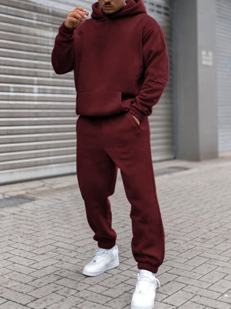 shownicer Survêtement Homme Ensemble Jogging Sweats À Capuche Et Sport Pantalons Automne Hiver Couleur Unie Gym Jogging Sportswear Tenue De Couple
