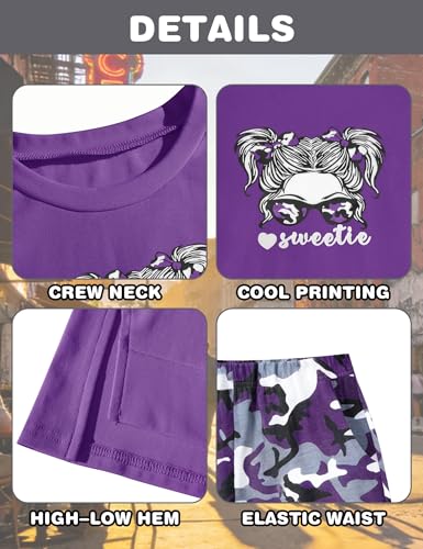 Image of Girls Clothes Short Sleeve Tie Dye Top Shorts and Pants 2PCS Girls Summer Outfits Size 6-16