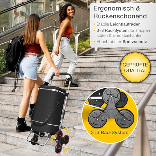 maxVitalis Einkaufstrolley Treppensteiger mit XXL Kühlfach, Einkaufsroller klappbar, Shopping Trolley höhenverstellbar, Reflektoren, abnehmbare Tasche 43 L, Hackenporsche (Treppensteiger-Trolley Cool) – Bild 7