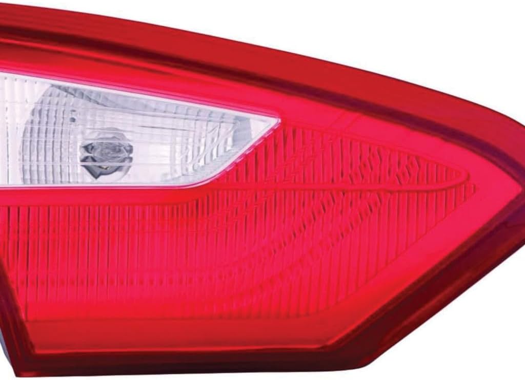 KarParts360 For Ford Focus 2012 2013 2014 Tail Light Assembly Driver Side | Inner | CAPA | Red And Clear Lens | Sedan | Mounts On Trunk Lid | w/Bulbs | For FO2802104, FO2802104C | BM5Z13405A