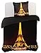 Produktbild DecoKing 61442 Bettwäsche 200x200 cm mit 2 Kissenbezügen 80x80 Schoko 3D Microfaser Bettbezug Eiffelturm Eiffel Tower braun orange gelb Pierre