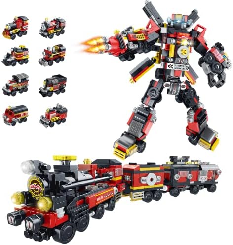 COBFDHA Train Sets Toys for Kids Age 8-12, 8-in-2 Building Blocks Kits for 12-16 Year Old Teen Boys Girls, STEM Engineering Robot Toy, Christmas Birthday Gifts for Kids Ages 6 7 9 10 11 14 (766 Pcs)