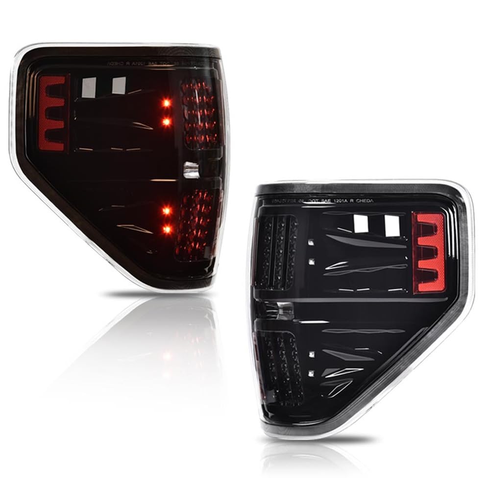 Photo 1 of G-PLUS LED Tail Lights Compatible with Ford F150 2009 2010 2011 2012 2013 2014 Rear Tail light Assembly,Left Driver & Right Passenger,Clear Lens Black Housing Brake Lamps