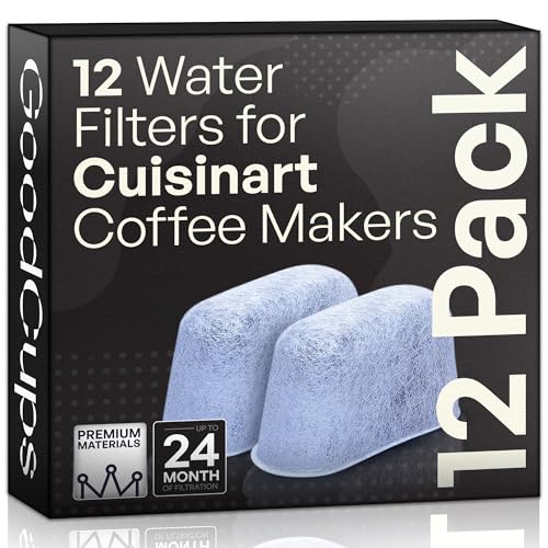 12 Pack Water Filters for Cuisinart Coffee Makers by GoodCups - Replacement Charcoal Water Filters - Fits All Cuisinart Coffee Machines