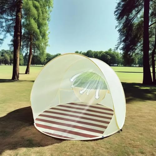 Image of CREDLOUS Pop Up Portable Tent Sun Protection Beach Tent for Fishing Picnic Beach Green Stripes L | Outdoor Sports | Camping & Hiking | Tents & Canopies