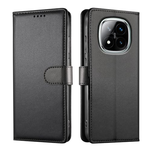 JUNETOP Funda para Xiaomi Redmi Note 14 Pro 5G/Redmi Note 14 Pro+ 5G, Poco X7 5G Carcasa Libro con Tapa Piel Cuero PU de Calidad [Protección Bloqueo RFID] - Negro