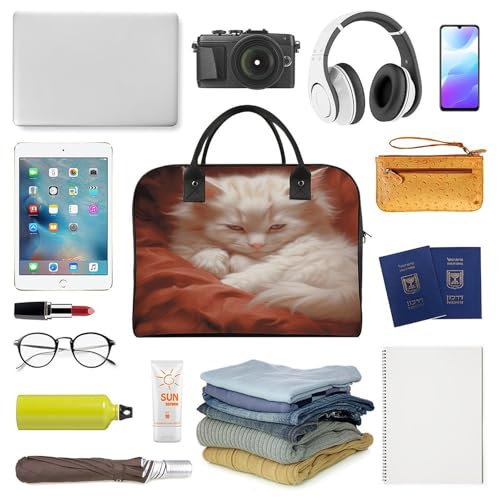 Travel Bag Lightweight Overnight Bag Portable Hazy Cat Print Tote Bags For Women And Men4