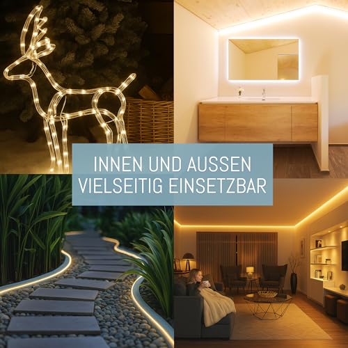 CozyHome Lichterschlauch aussen 200 LED - 8 Modi & Timer - 12m mit Stecker Strombetrieben Warmweiß I Lichtschlauch außen Schlauchlichterkette für outdoor 10m Leuchtschlauch Lichterkette Lichtschläuche