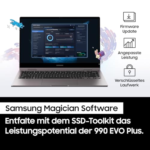 Samsung 990 EVO Plus NVMe M.2 SSD 2 TB, PCIe 4.0 x4 / PCIe 5.0 x2, NVMe 2.0 (2280), 7.250 MB/s Lesen, 6.300 MB/s Schreiben, Interne SSD für Gaming und Grafikbearbeitung, MZ-V9S2T0BW – Bild 6