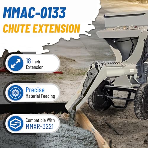 Image of MMAC-0133 18 Inch Chute Extension for Mud Mixer MMXR-3221, Heavy-Duty Steel, Rust Resistant, 3 Adjustable Angles (15 /25 /35) Easy Install Cement Mixer Accessory for Precise Concrete Pouring