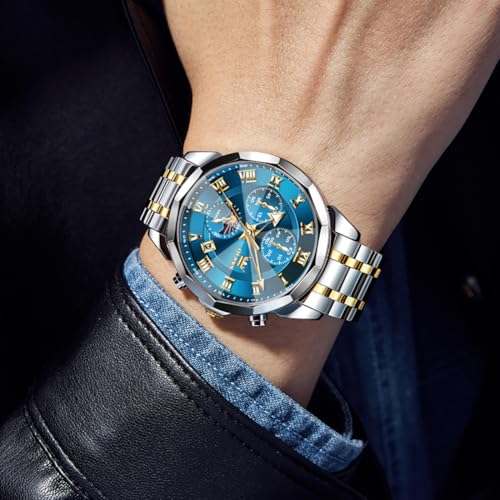 Image of OLEVS Men Watch Business Dress Diamond Luxury Watch Luminous Easy to Read Date Waterproof Stainless Steel Quartz Analog Simple Dress Watch