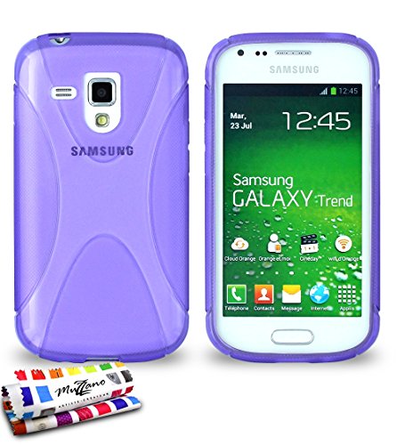 Coque Souple Ultra-Slim SAMSUNG GALAXY TREND [Le X Premium] [Violet] de MUZZANO + STYLET et CHIFFON MUZZANO® OFFERTS - La Protection Antichoc ULTIME, ELEGANTE...