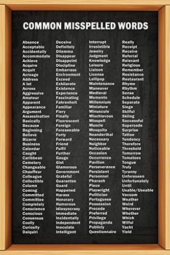 Image of Commonly Misspelled Words Poster Writing Spelling For Middle School Classroom Elementary High Cool Wall Art Print Poster 16x24