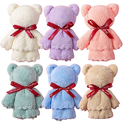 ハンカチ プチギフト くまさん タオル タオルハンカチ レディースラッピング済 レディース ギフト タオルベア クリスマス プチギフト プレゼント ハンドタオル 女性 人気 異動 引っ越し 挨拶 結婚式 誕生日 内祝い お返し 粗品 (くまちゃん6個セット)