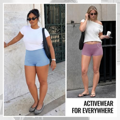 Image of TNNZEET 2 Pack Plus Size High Waisted 8 inch Biker Shorts for Women-Buttery Soft Black Yoga Shorts(2X, 3X, 4X)