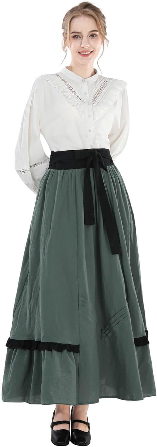 Nuoqi Victorian Blouse for Women Cotton Renaissance Shirt Long Sleeve Vintage Top - Image 8