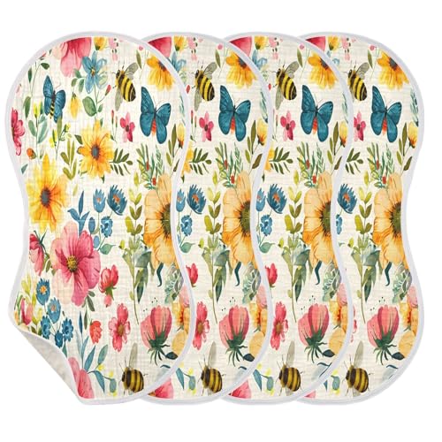 Kigai Colorful Flowers Baby Burp Cloths Extra Soft and Absorbent Burping Rags Cotton Burping Clothes Baby Washcloths for Newborn Boys Girls - 1 Pack3