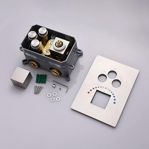 Miniatura 8 de Sistema de ducha Body Jet WHSHOWER con válvula termostática, grifo de lluvia combinado con doble función, 4 chorros corporales, cabezal de ducha LED