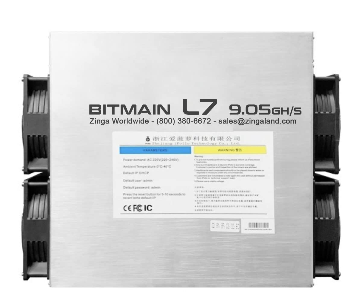 Bitmain Antminer L7 9.05Gh/s Bitcoin Miner 9050Mh BTC ASIC Mining USA Stock Ships from Zinga Worldwide MN Headquarters We Finance