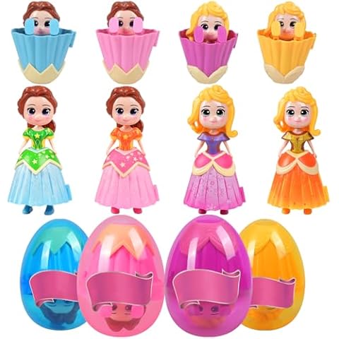 Touber 4 Pack Princess Deformation Prefilled Eggs for Toddler Boys Girls Kids Basket Stuffers Gifts - Easter Basket Filler Toys Cover