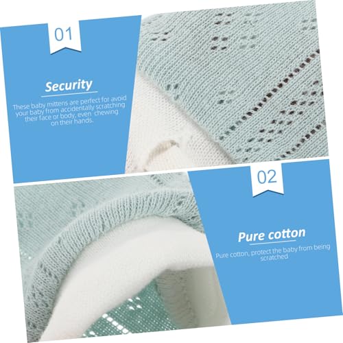BESPORTBLE 3 Pairs of Anti-Scratch Baby Mittens Breathable String Design Cotton Infant Gloves for Toddler Hands for Newborns and Infants2