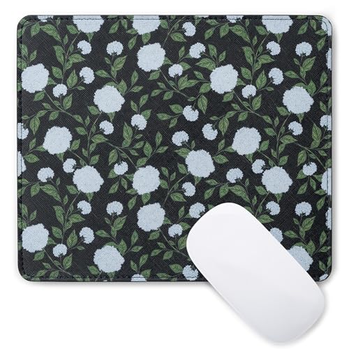 Cabbrix Mouse Pad with Floral Design, Computer Mouse Pad 9.5 x 8 Inches, Waterproof Non-Slip Rubber Base Mouse Mat for Wireless Mouse and Laptop for Desk (Black)