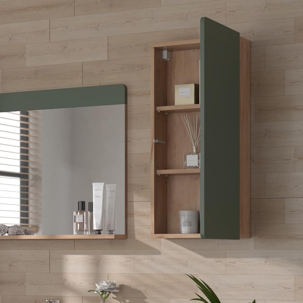Vicco Armoire Suspendue Izan, Vert/Force de l'or Chêne, 36.6x76.6cm, à Suspendre au Mur pour Combiner avec d'autres Meubles de Salle de Bain Izan