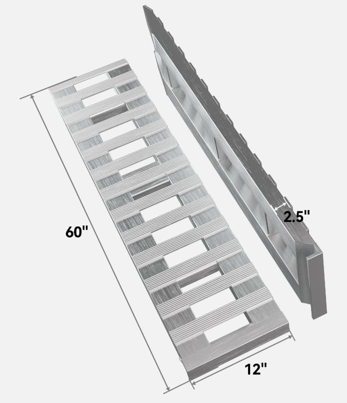 Rampas de aluminio para remolque de 60" x 12", capacidad de carga de 6000 lb, con extremo en gancho, 2 unidades miniatura 2