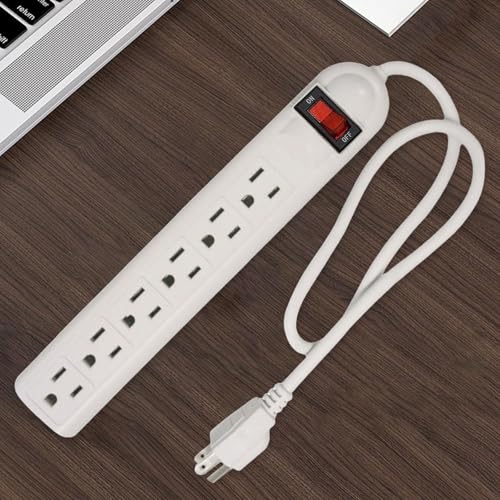Image of 6 Outlet Power Strip US Plug Compact Accessories for Commercial Dorm Desktop 75cm Cord| Surge Protectors, Power Strips| Multipurpose Batteries & |Consumer Electronics