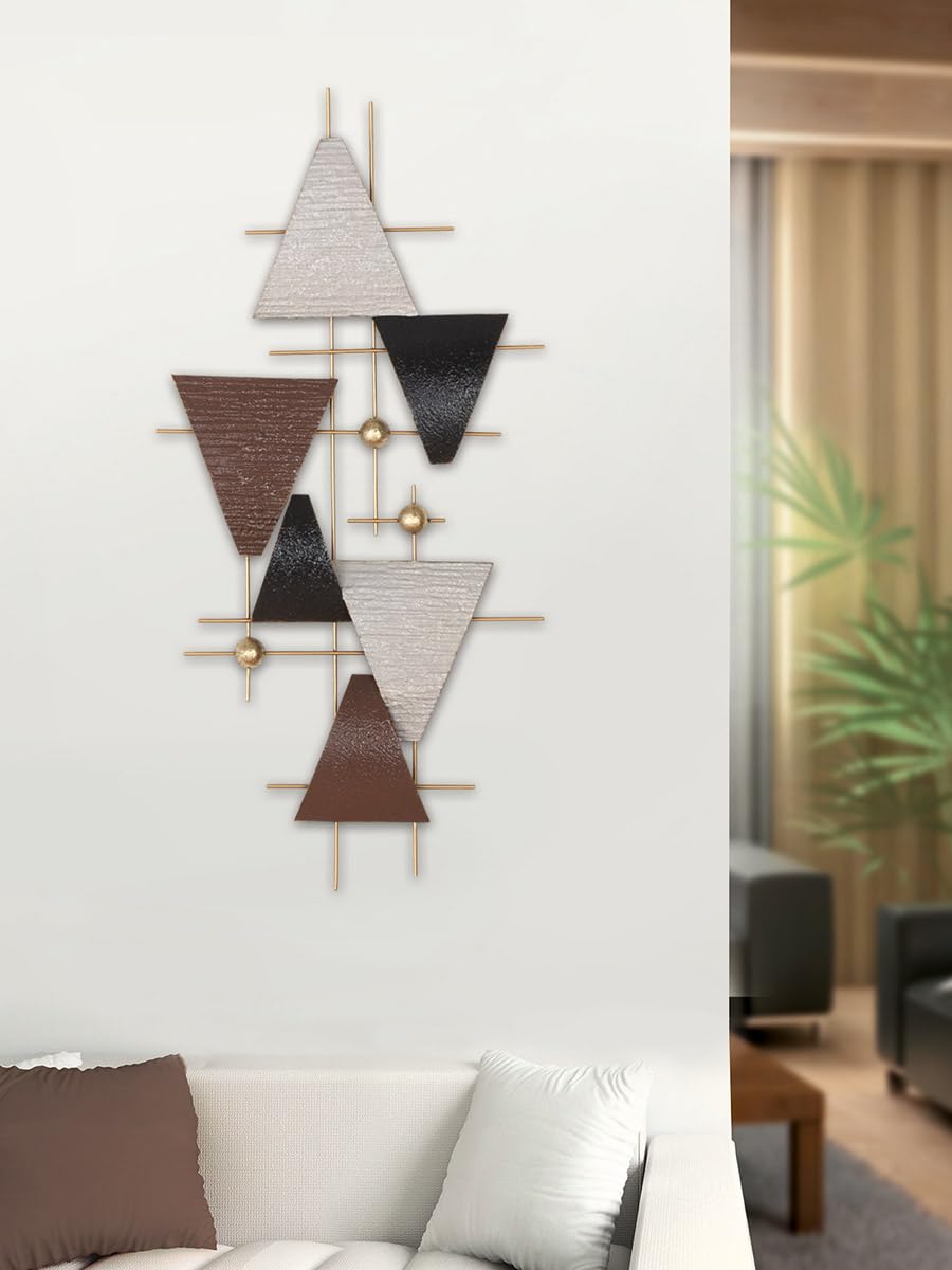 Casablanca Metallbilder Wanddeko Bilder Metall – moderne Wanddekoration Wohnzimmer – Wandbild 3D Metallbild Wand Deko Wall Decoration 78 x 38 cm Anthrazit Beige Braun