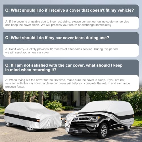 Image of 10 Layers SUV Car Cover Custom Fit for Ford Expedition Max (2017-2026), Waterproof All Weather for Automobiles, Outdoor Full Cover Sun Dust Rain Protection with Cotton. Silver