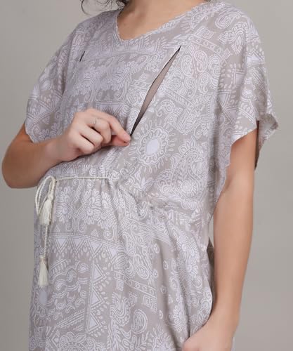 Image of Fabme Women's Printed Kaftan Nursing and Maternity Nighty