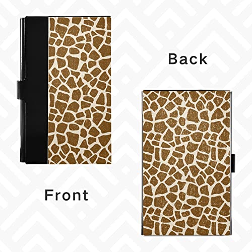 susiyo Brown Giraffe Texture Business Card Holder, Slim Business Name Card ID Case Pocket Organizer Professional PU Leather & Stainless Steel for Men & Women4