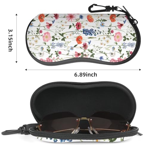Image of Sunglasses Soft Case, Cute Ultra Light Portable Neoprene Zipper Eyeglass Glasses Case with Belt Clip for Men Women