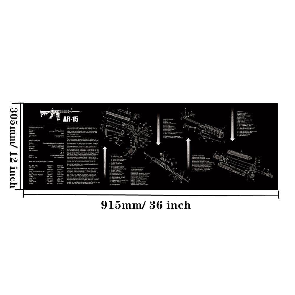 KODENOR AR15 AK47 Gumowa mata do czyszczenia pistoletu z częściami diagram instrukcje zbrojniki ławka mata podkładka pod mysz do G 1911 Beretta 92 HK USP (kolor: MP004-AR15)