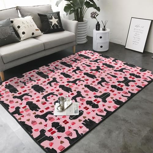 Tapis imprimé caniches roses grand format pour table basse - 3