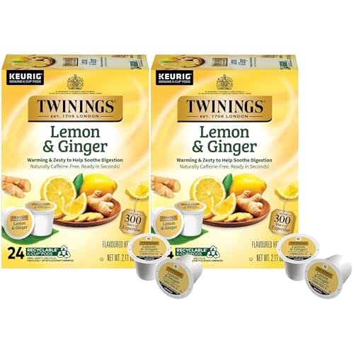 Twinings Lemon & Ginger Herbal Tea K-Cup Pods for Keurig,