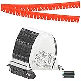 Lote de 15 mochilas para colorear (lavables y reutilizables) y 15 sets de 5 ceras (no tóxicas) de colores para pintar los diseños de la mochila. Incluye una guirnalda (color aleatorio) de decoración de 20 metros.