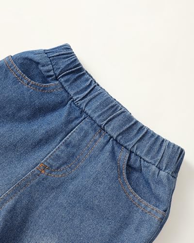 Saeaby Baby Girl Clothes 12 18 Months Toddler Baby Girl Fall Winter Outfit Ruffle Heart Print Top Shirt Flare Denim Jeans Outfit Set For Girl 1 Year Old Brown thumb #6