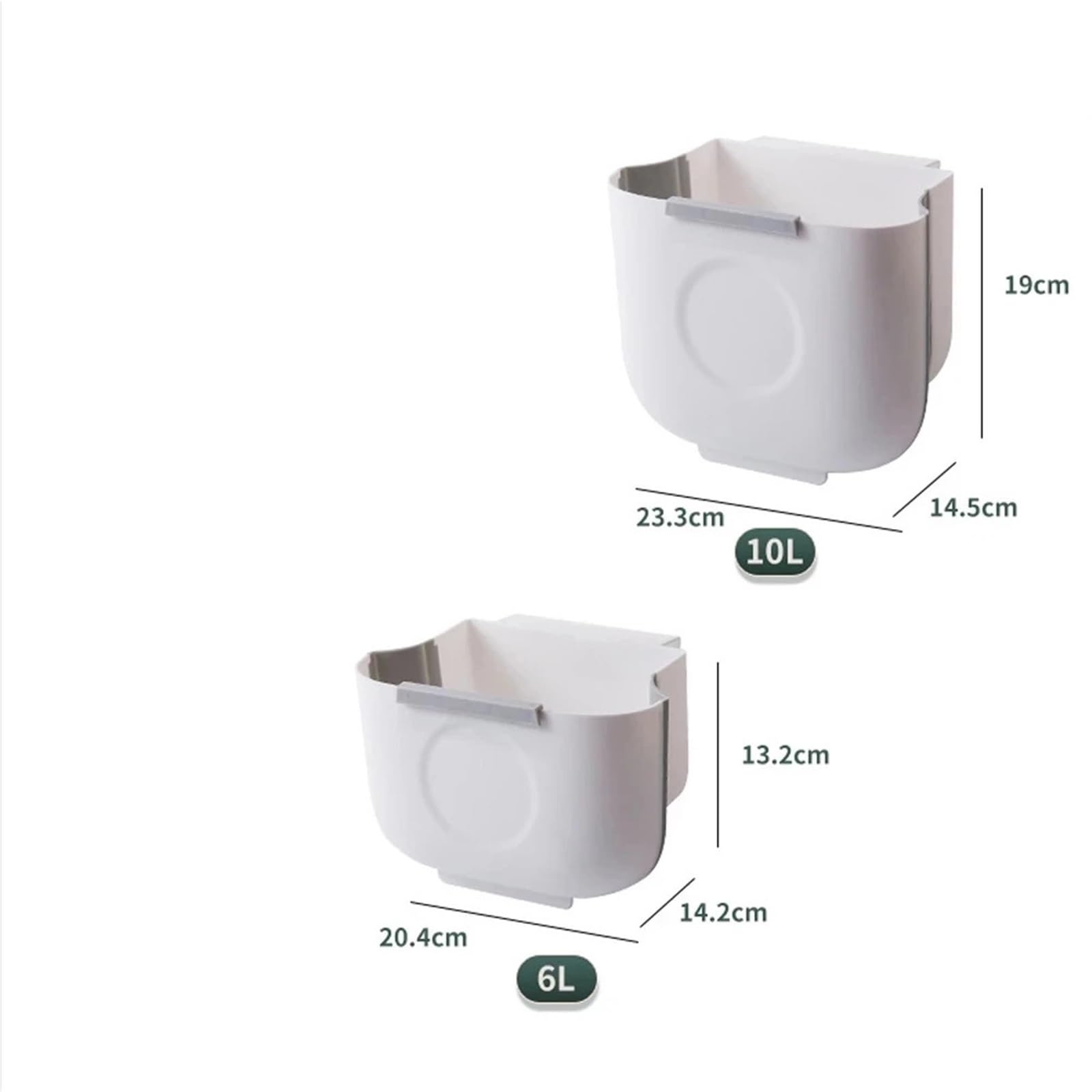 6/10L Cestino Pieghevole for La Cucina Appeso Porta Dell'armadio Fissato Al Muro Secchio della Spazzatura Riciclabile Bidone Dei Rifiuti Da(6L white)