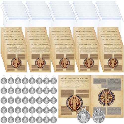 Medallas de San Benito con tarjetas de oración, un set religioso ideal para regalar a mujeres