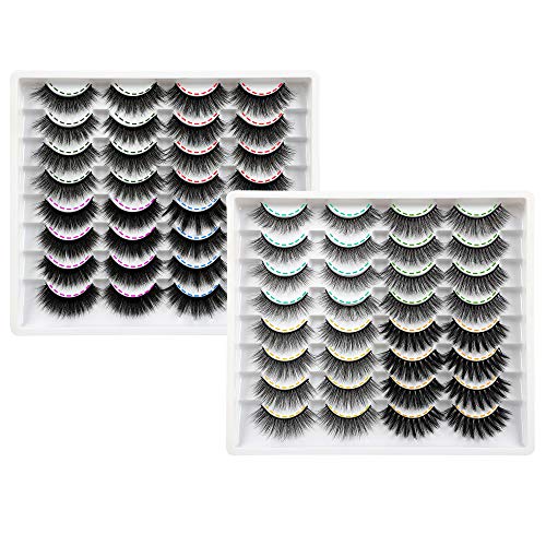 32 Pairs Fake Eyelashes 8 Styles Natural Look Wispy False Eyelashes Fluffy Dramatic Lashes Pack Soft Handmade Reusable Faux Mink Eyelashes