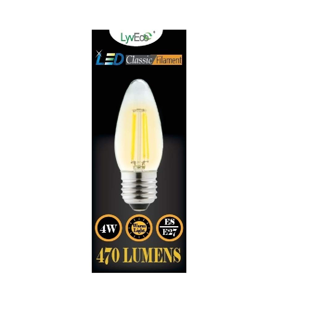 LyvEcoES LED Filament Candle Bulb (4w) (Clear)