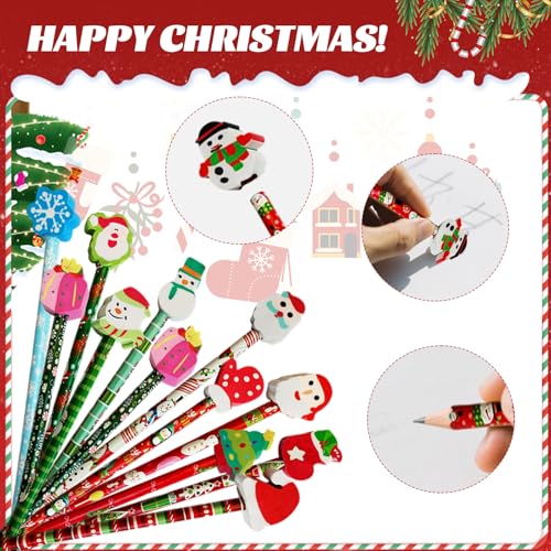 Lápices Navideños con Borradores, 36 Piezas Multicolor miniatura 6